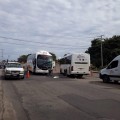 Chocan autobuses en Nuevo Vallarta