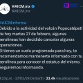 Cancelan vuelos por explosión del Popocatépetl