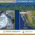 “Pamela” se localiza a 440 km al suroeste de Playa Pérula, Jalisco, y a 700 km al sursuroeste de Mazatlán, Sinaloa