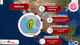 Esta tarde se formó la Tormenta Tropical Pamela, frente a las costas de Colima y Jalisco.