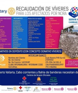 Rotarios abren centros de acopio para apoyar a los afectados de Puerto Vallarta.