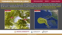 Tormenta tropical Lidia traerá lluvias fuertes
